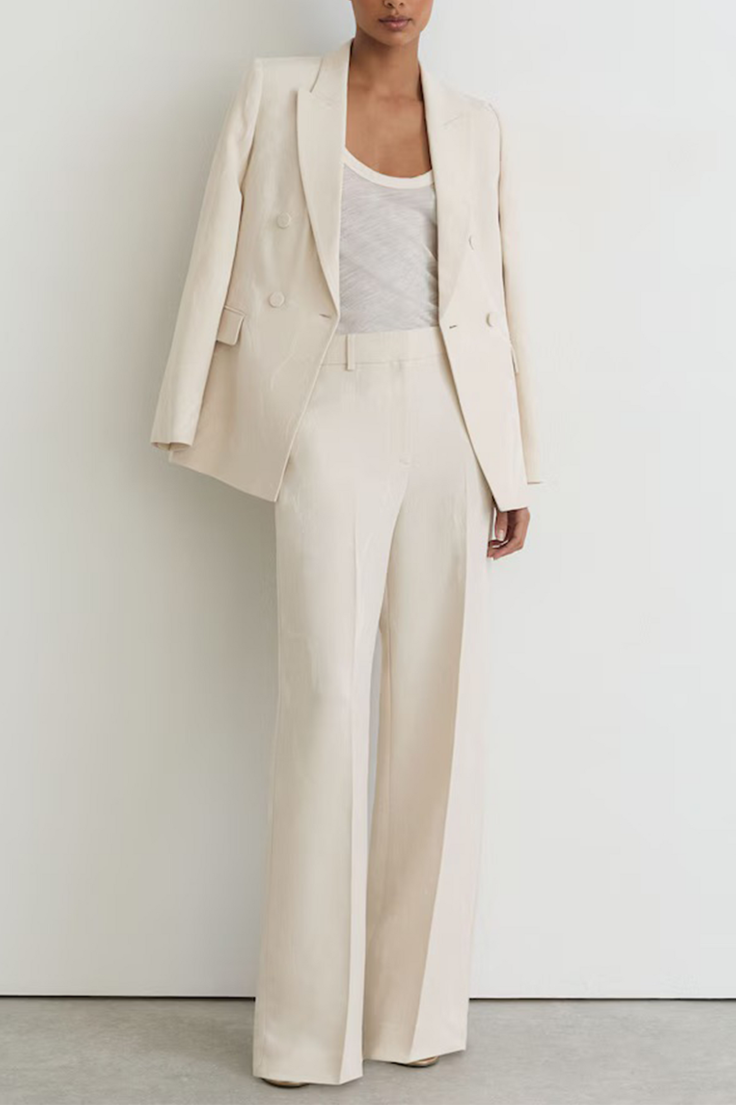 Ottie Jacquard Wide-Leg Suit Trousers in White
