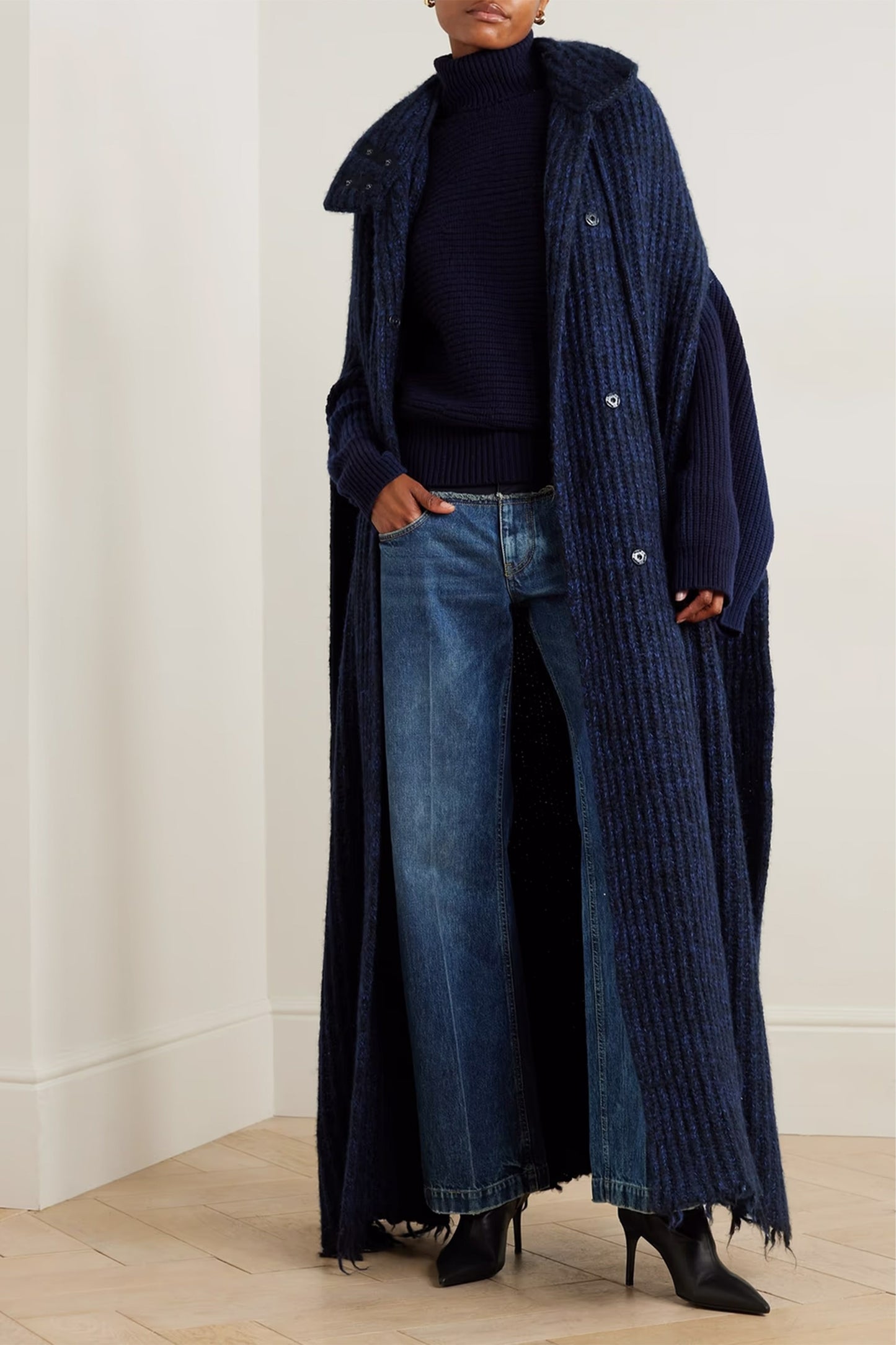 Oversized ribbed alpaca-blend cardigan