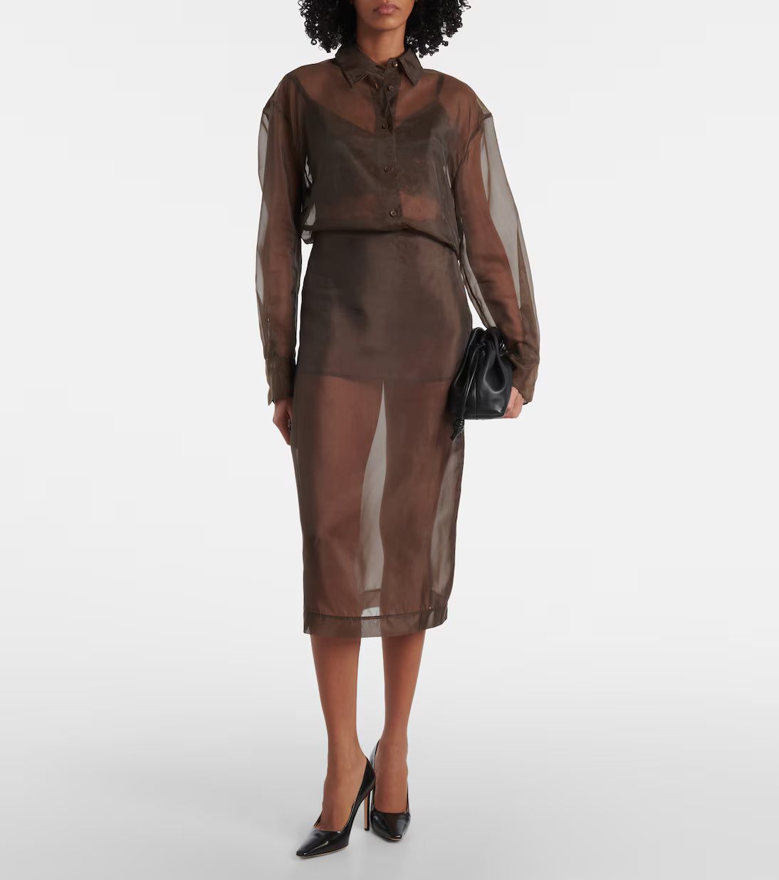 Peri Sheer Silk-blend Midi Skirt