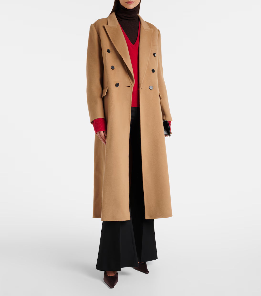 Wool and Cashmere Coat in Beige