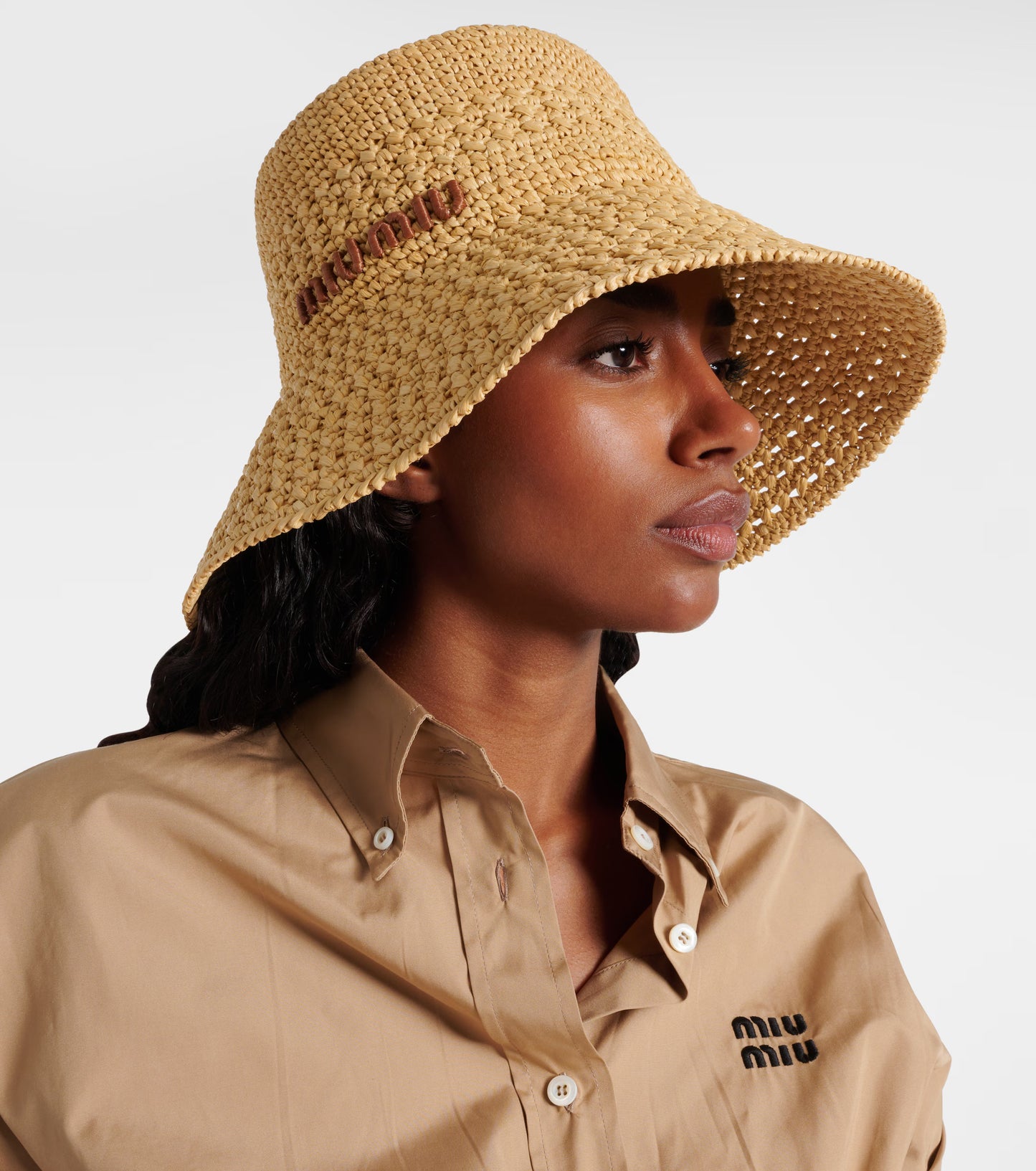 Logo Raffia-Effect Sun Hat