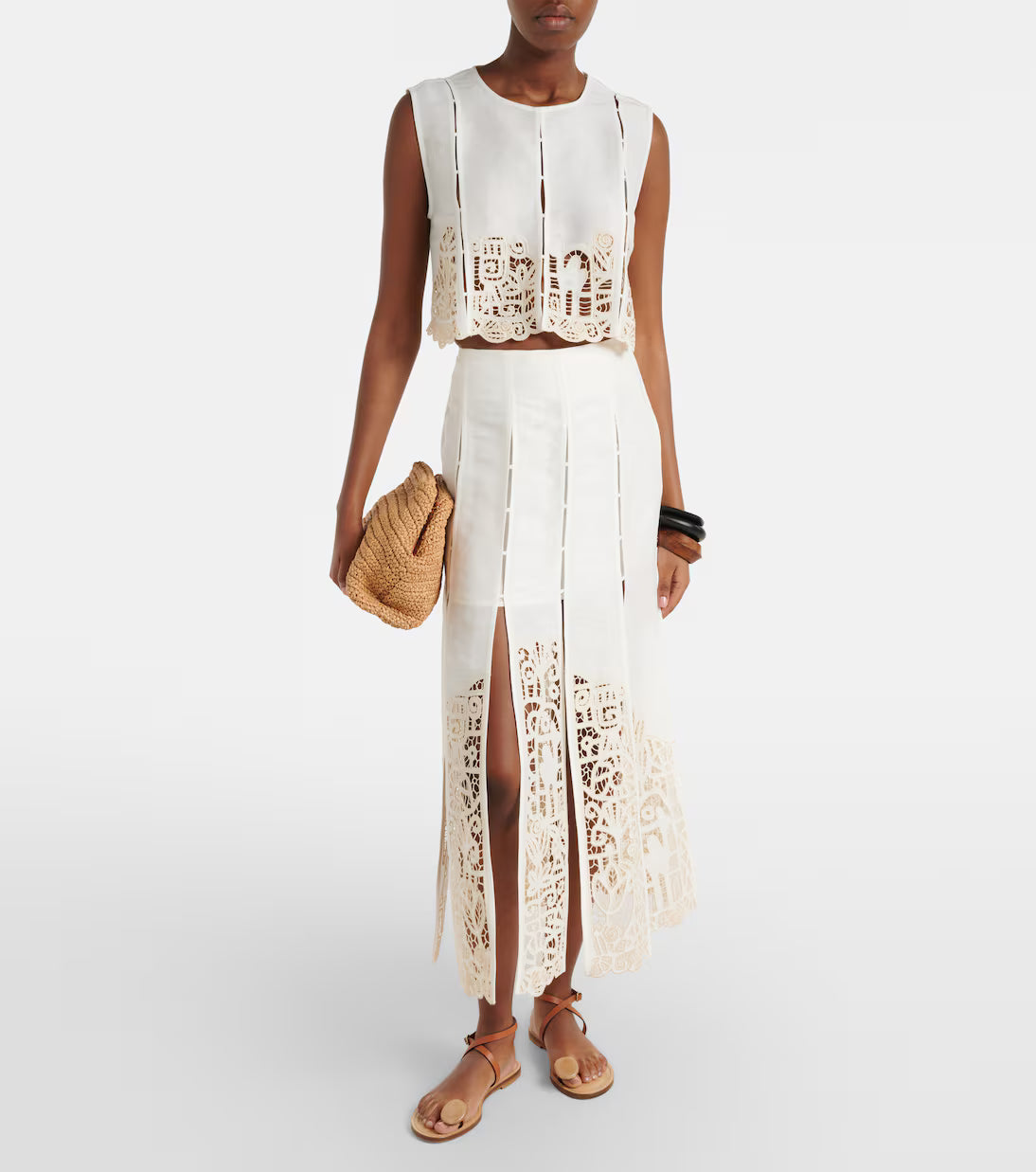 Rosemary Linen-blend Midi Skirt