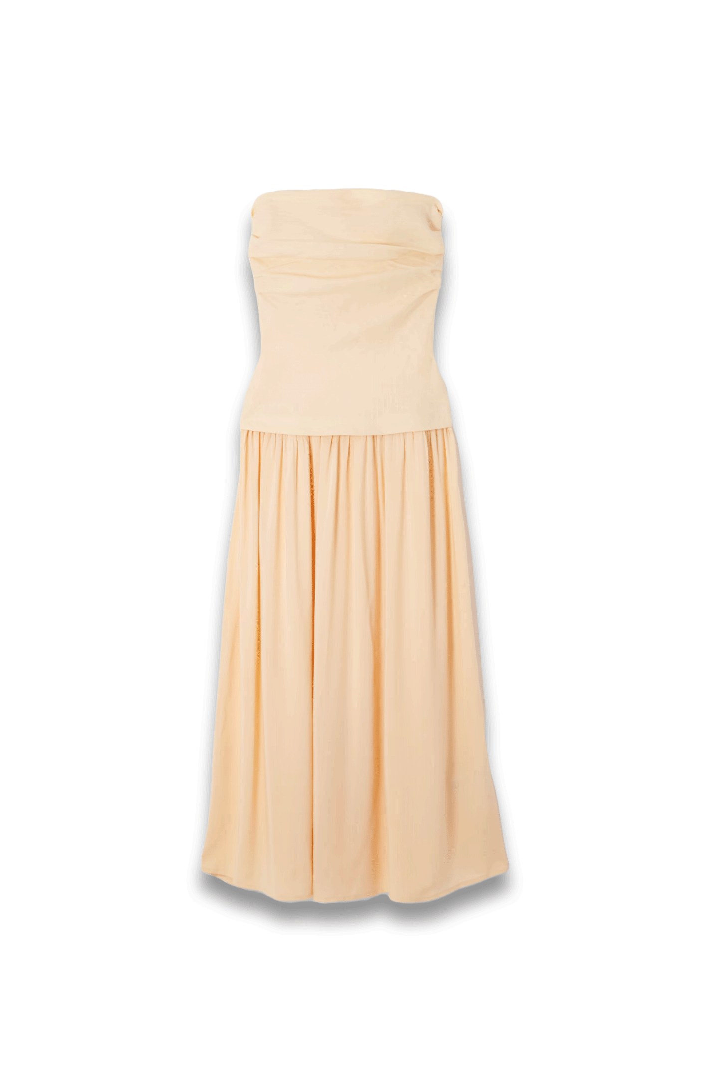 Hedy Strapless Gathered Linen and Voile Maxi Dress