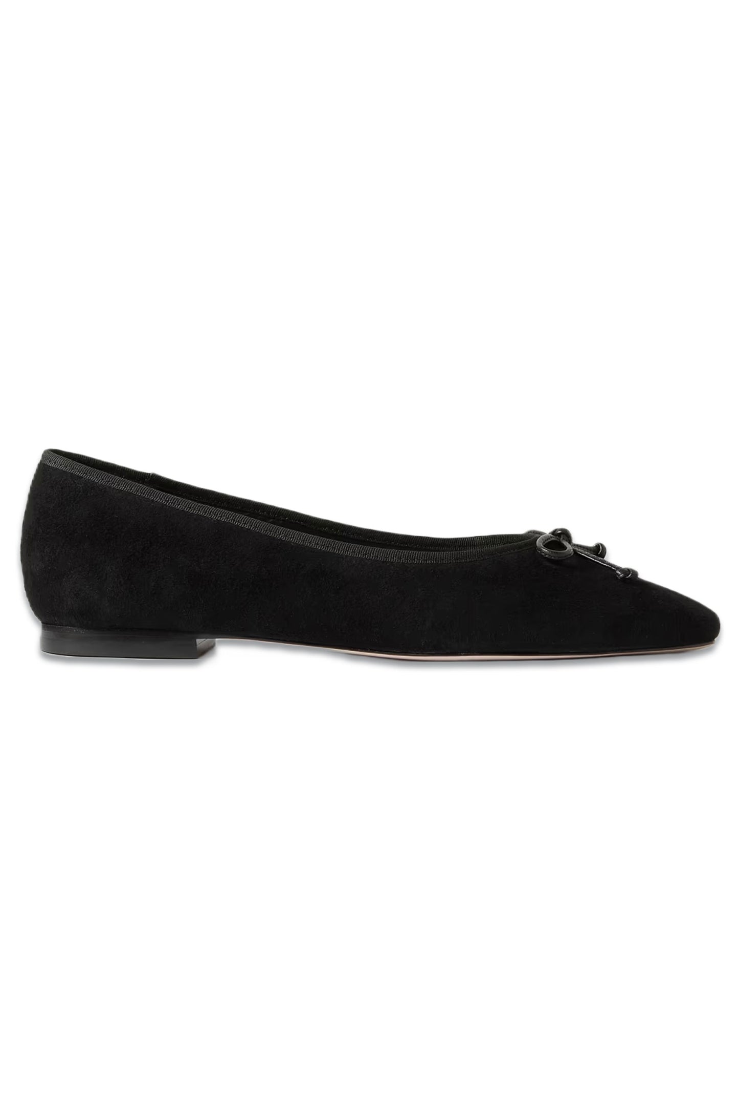 Bow-Embellished Suede Ballet Flats