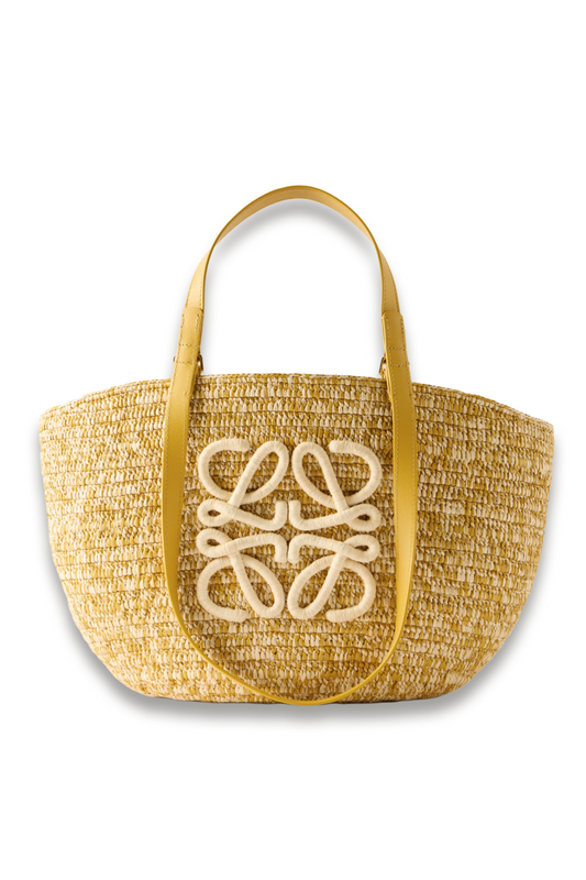 + Paula's Ibiza Eclipse Basket Medium Leather-trimmed Raffia Tote