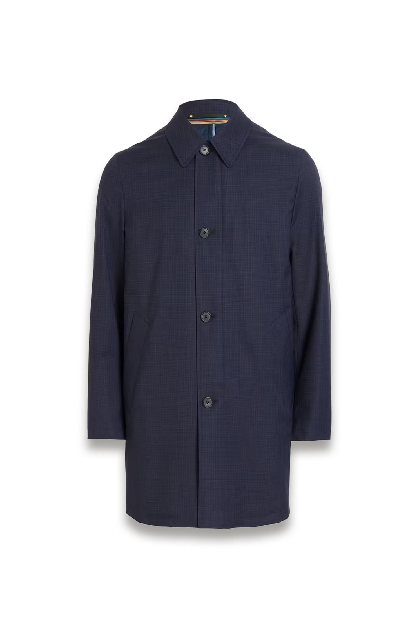 Navy Plaid Mac Coat with Gilet