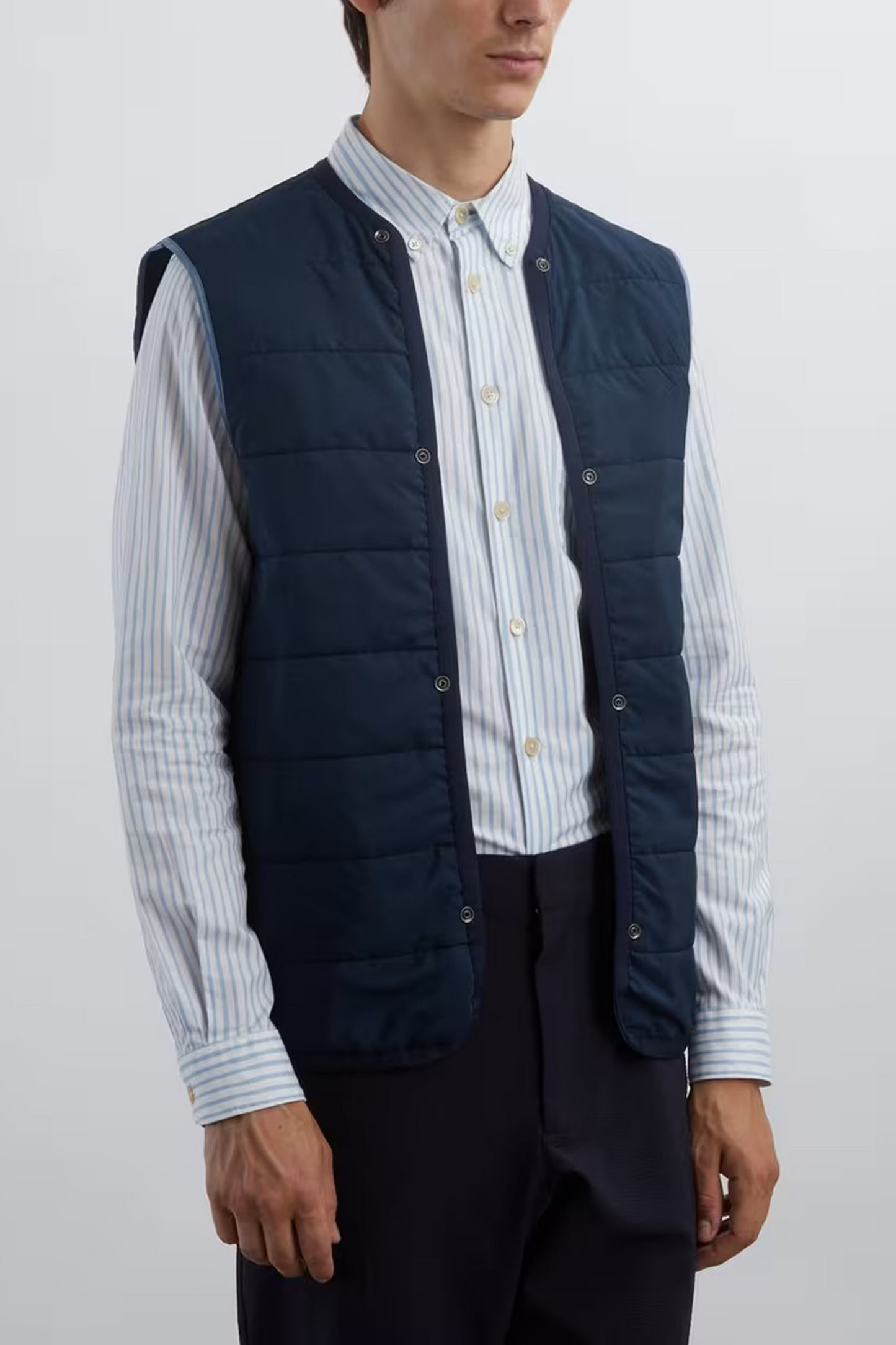 Navy Plaid Mac Coat with Gilet