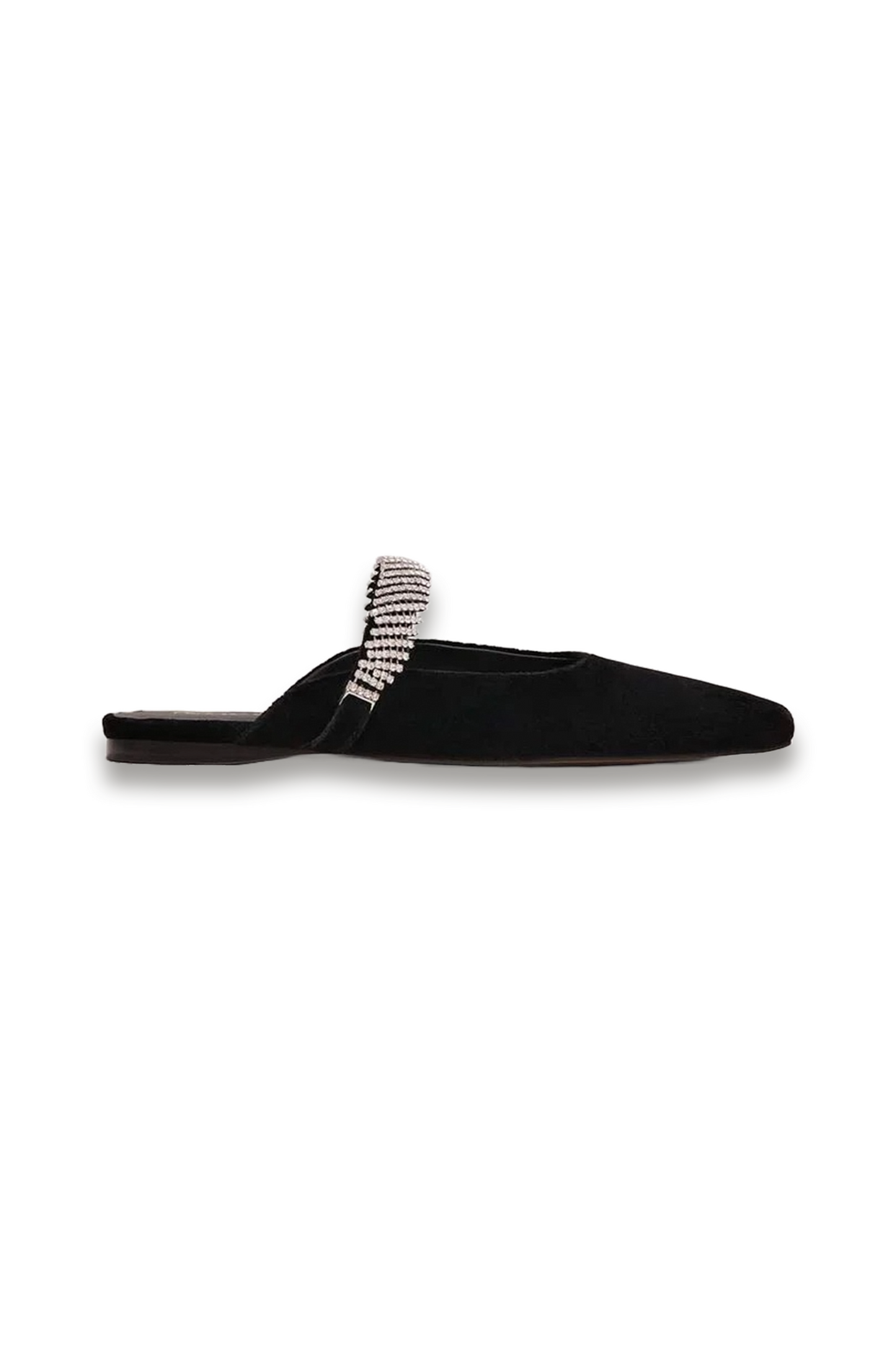 Black Velvet Sparkle Flat Mule