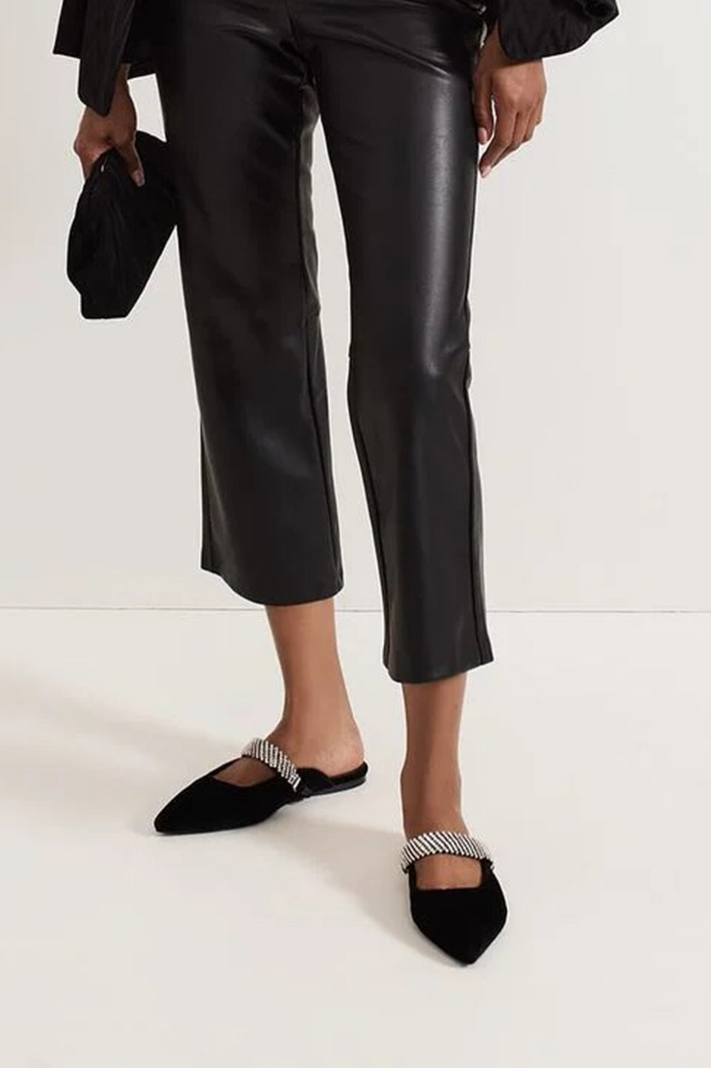 Black Velvet Sparkle Flat Mule