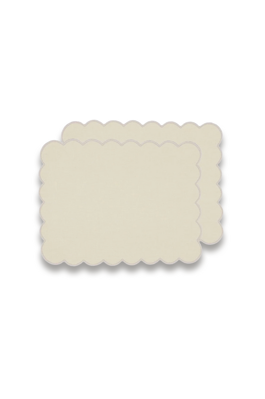 Zero-Waste Scalloped Linen Placemats Vanilla - Set of 2