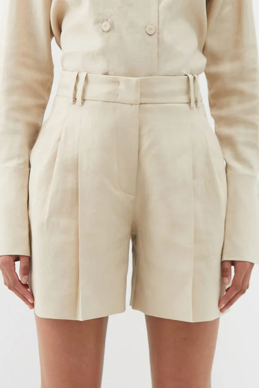 Pleated Linen Shorts
