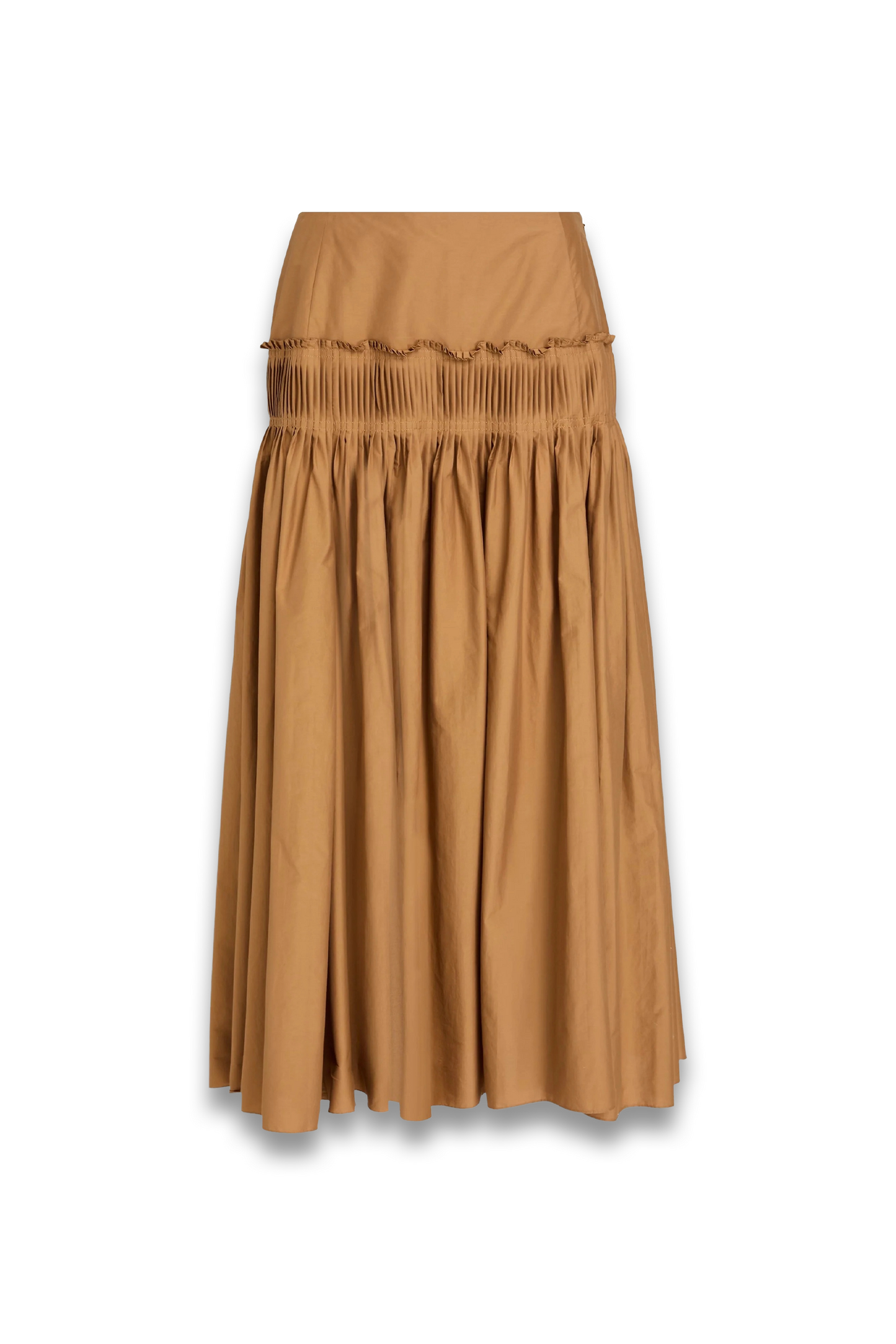 Pleated Cotton-blend Poplin Midi Skirt