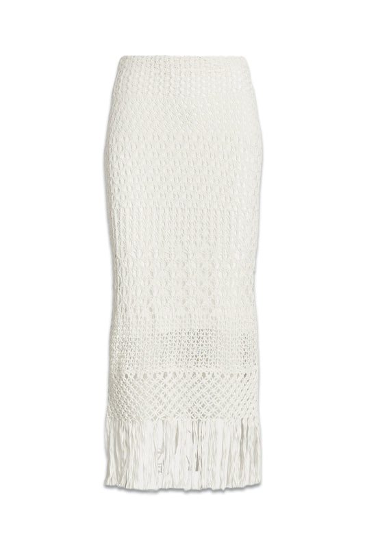 Pointelle-Knit & Macrame Pencil Skirt