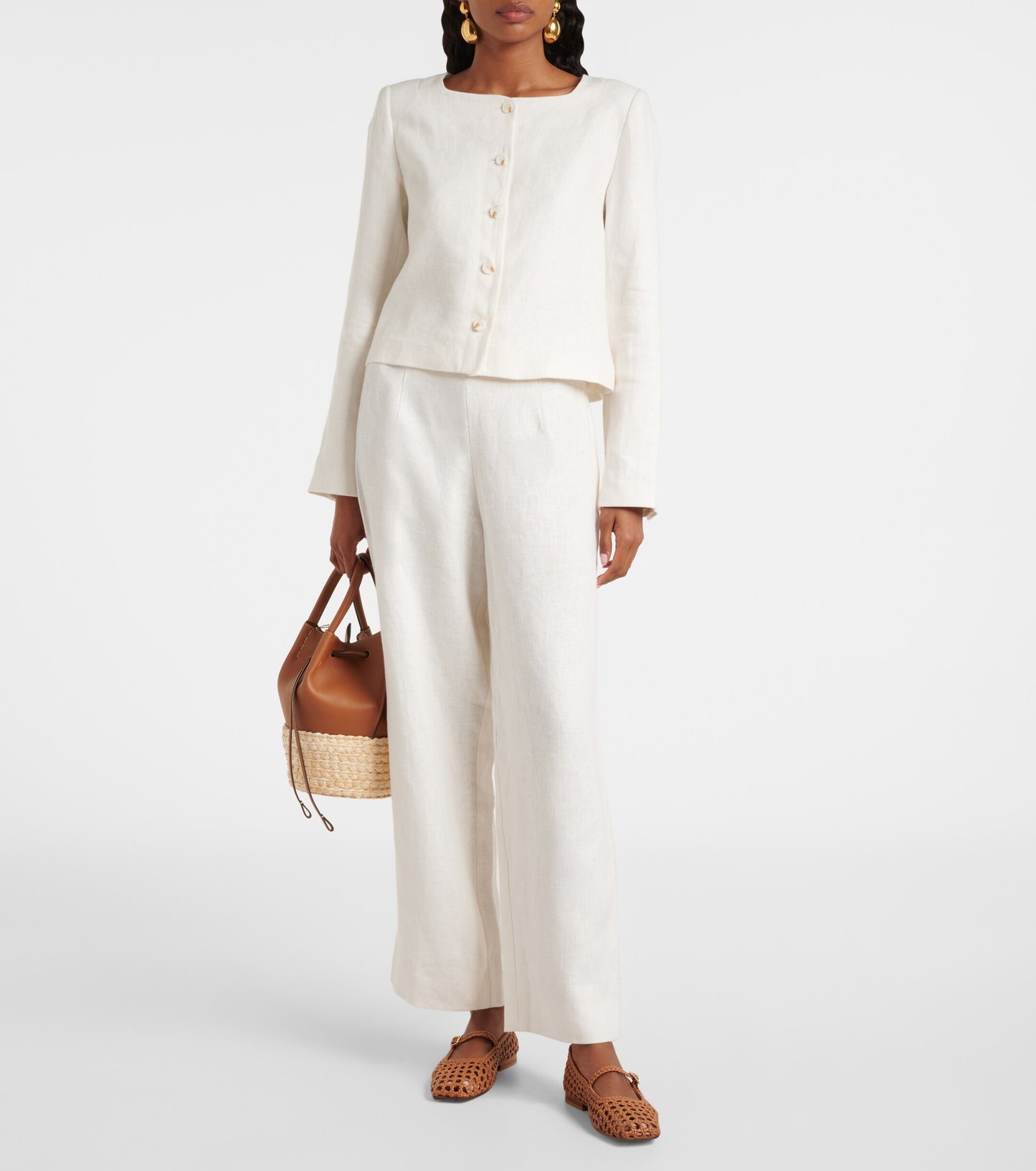 Noelle Linen Wide-leg Pants