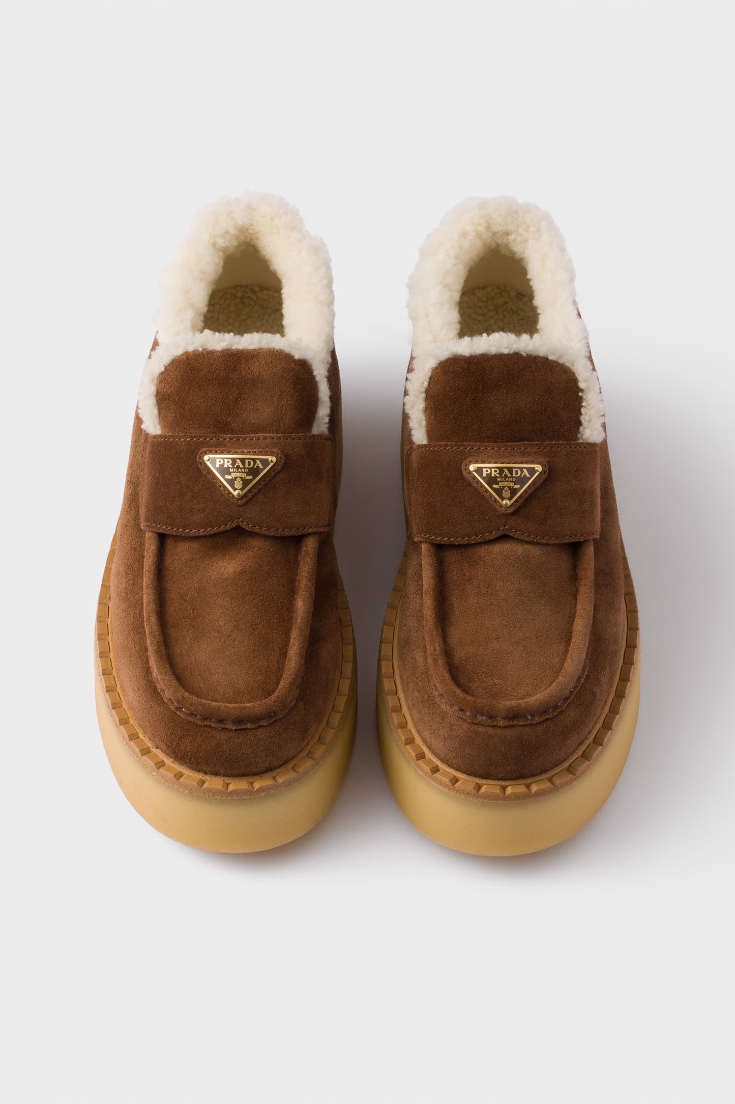Prada Suede Loafers With a Shearling Lining