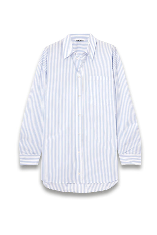 Oversized printed striped cotton Oxford shirt