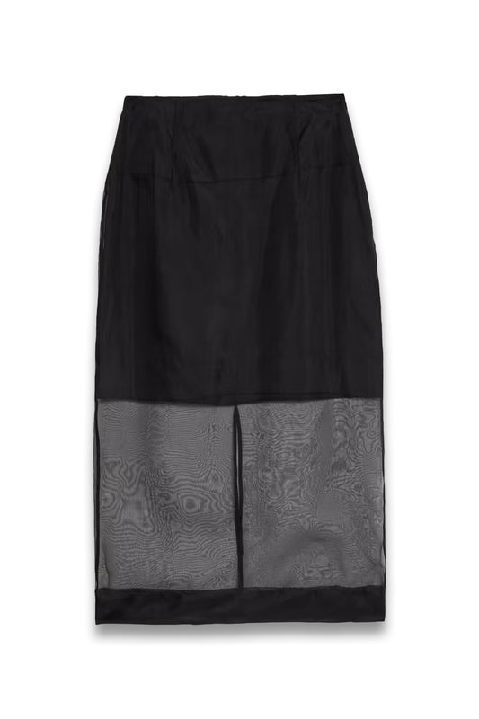 Pure Silk Organza Midi Column Skirt