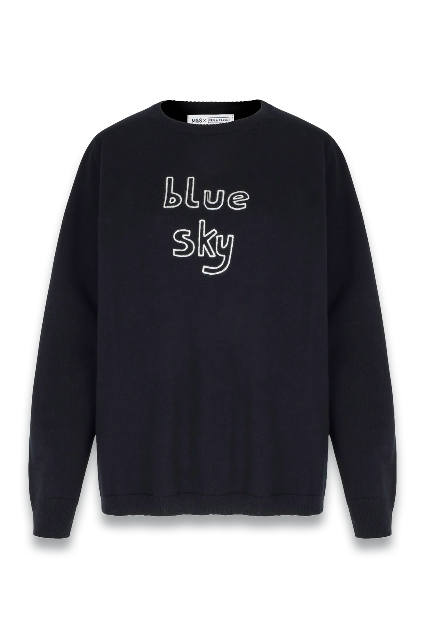 Pure Merino Wool Black Blue Sky Jumper