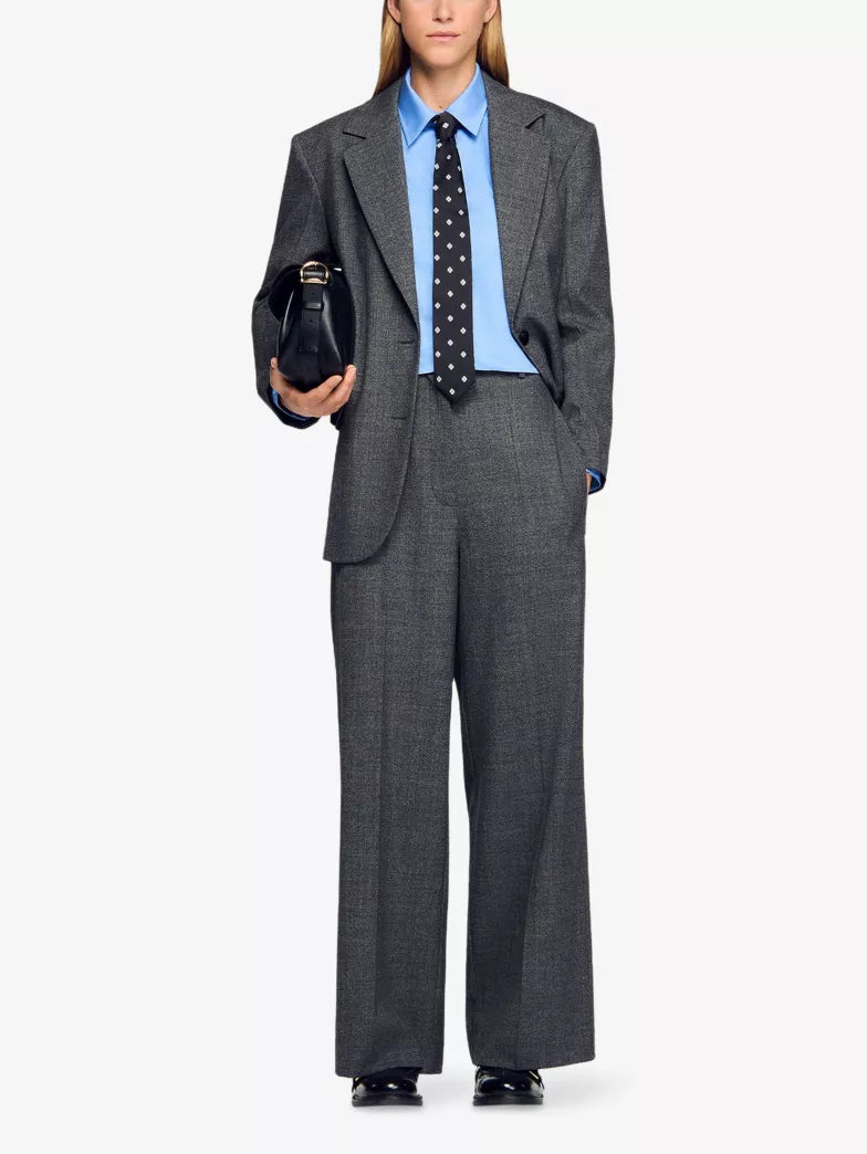 Single-breasted Woven Blazer and Trousers in Grey