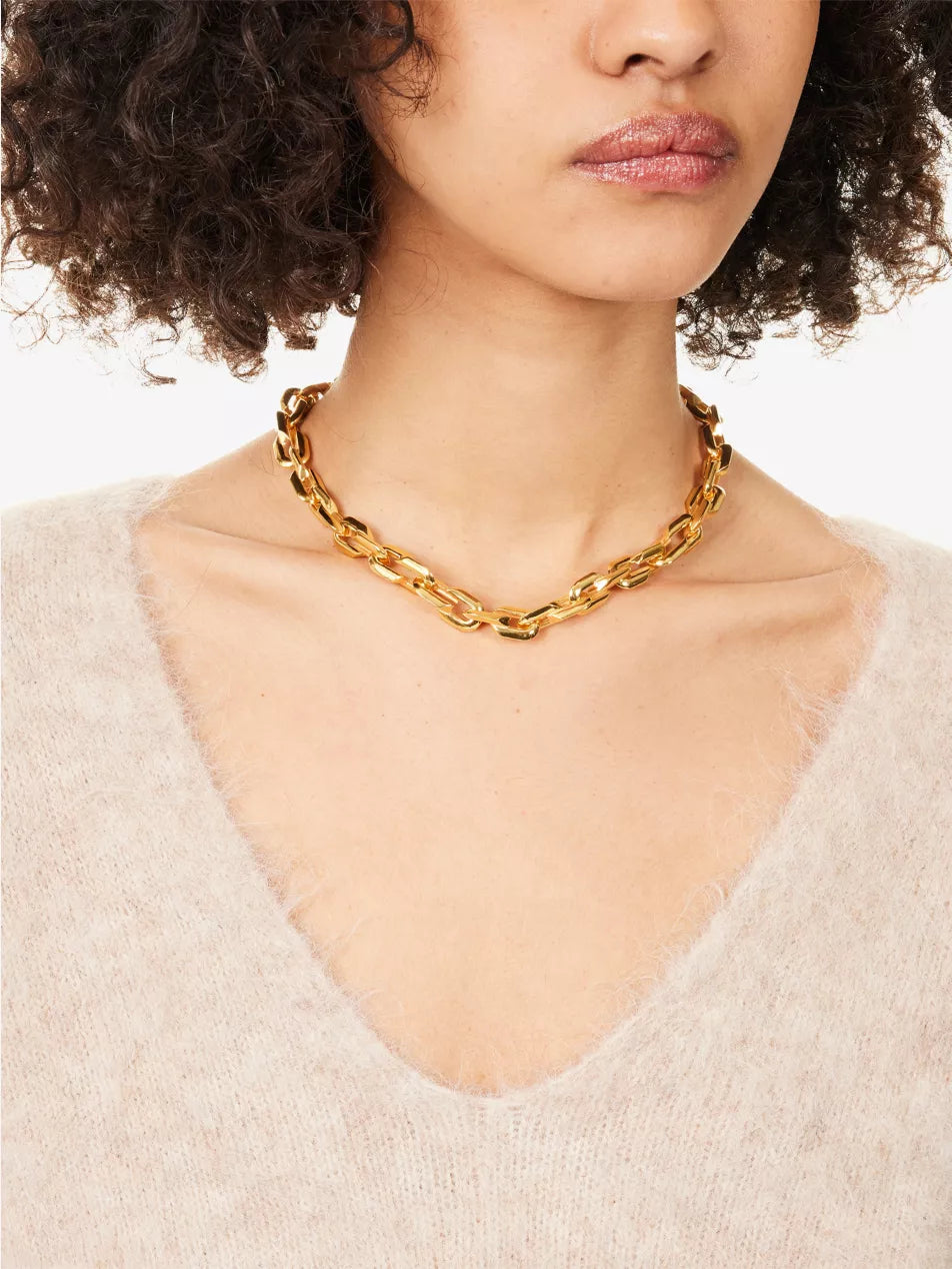 Sakli Link Chain 24ct Yellow Gold-Plated Bronze Neckline