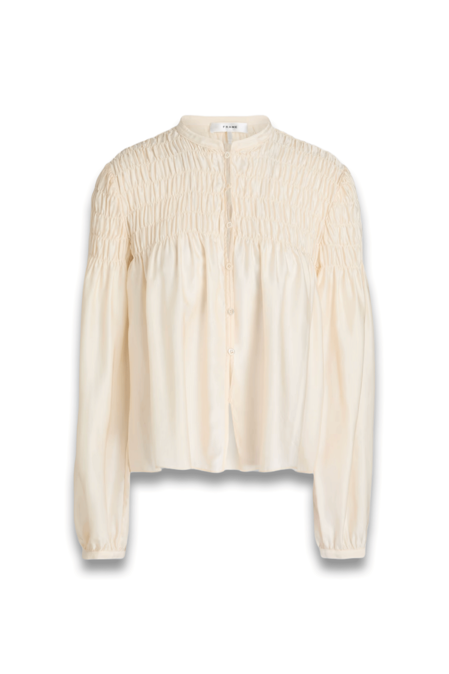 Smocked Silk and Cotton-Blend Jacquard Blouse