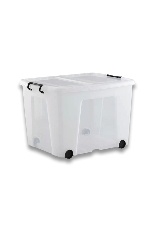 Strata 75L Wheeled Smart Box With Lid Storage Box - Clear