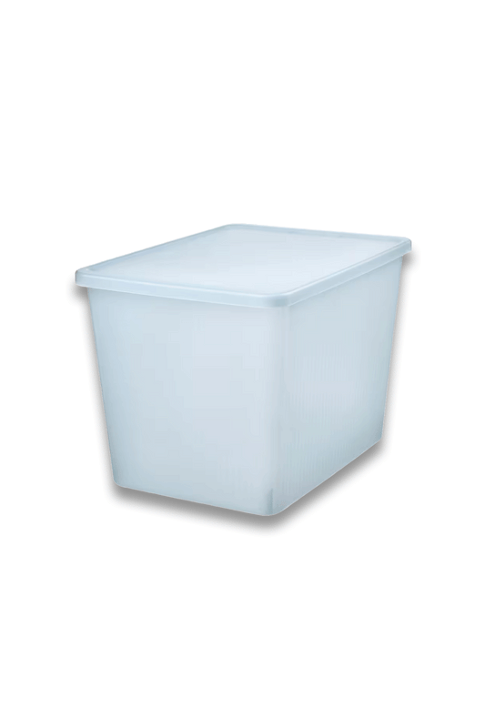 RYKTA - Storage Box with Lid in Transparent Grey-Blue