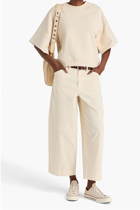 Banks Cropped Cotton-Canvas Wide-Leg Pants