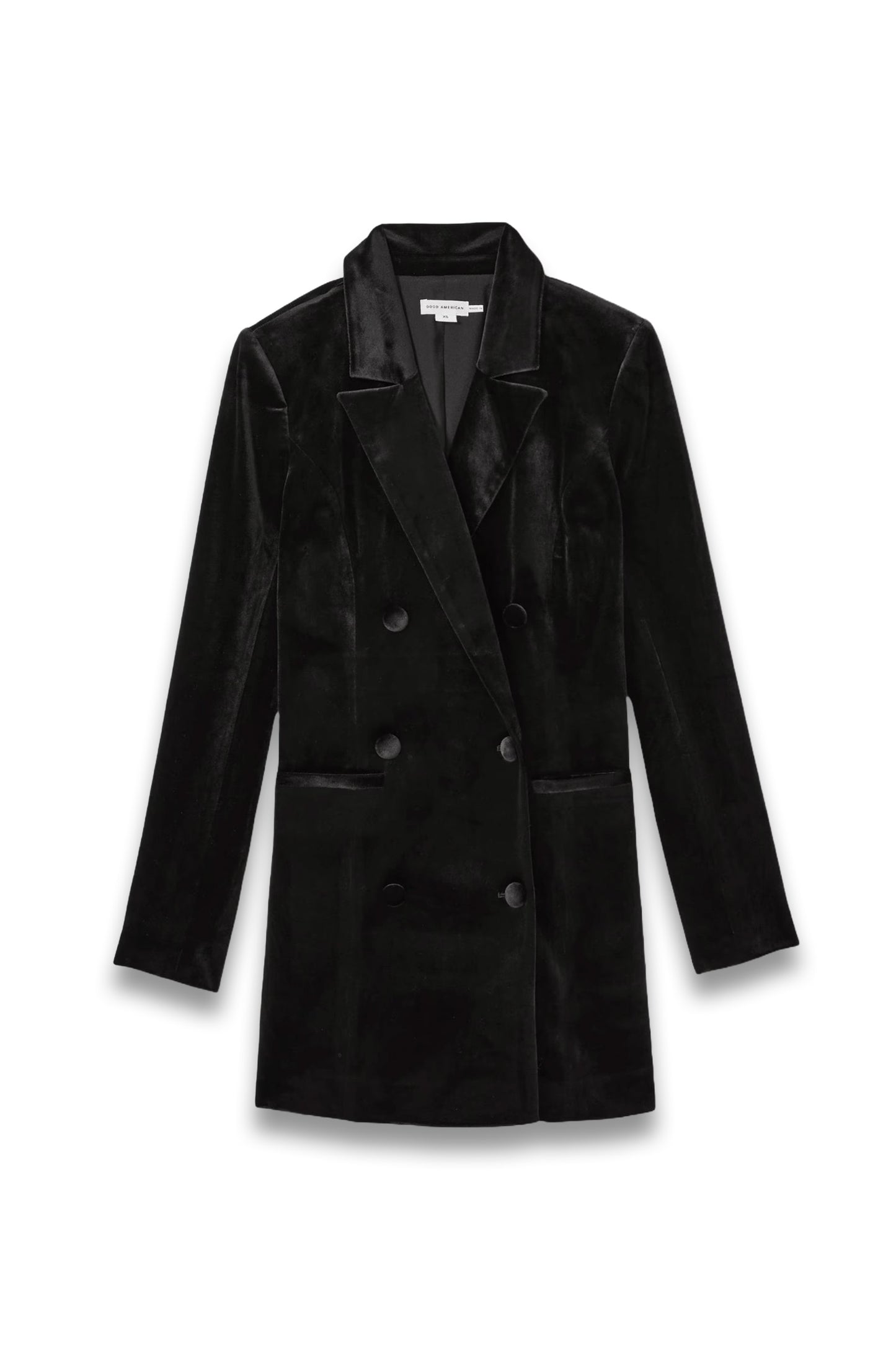 Good American Velvet Blazer Mini Dress in Black