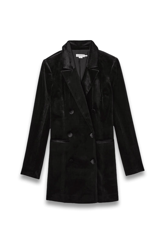 Good American Velvet Blazer Mini Dress in Black