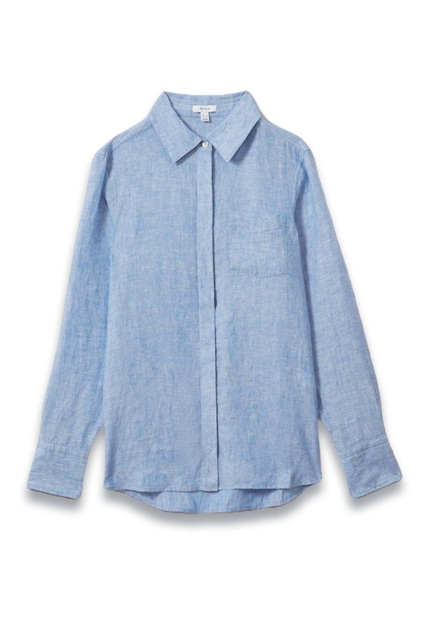 Belle Linen Button-Through Shirt in Blue