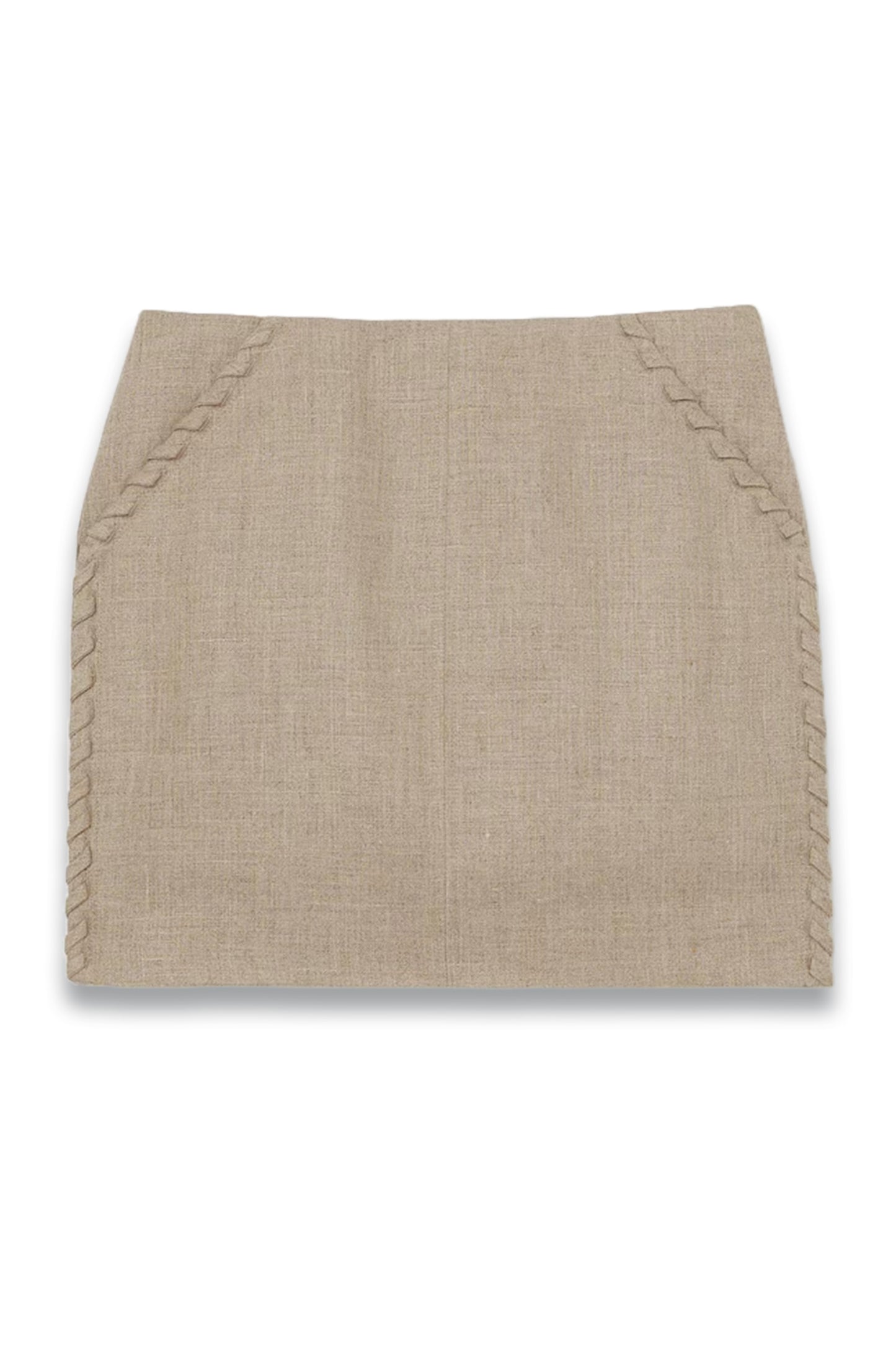 Nikita Linen Whipstitch Mini Skirt in Neutral