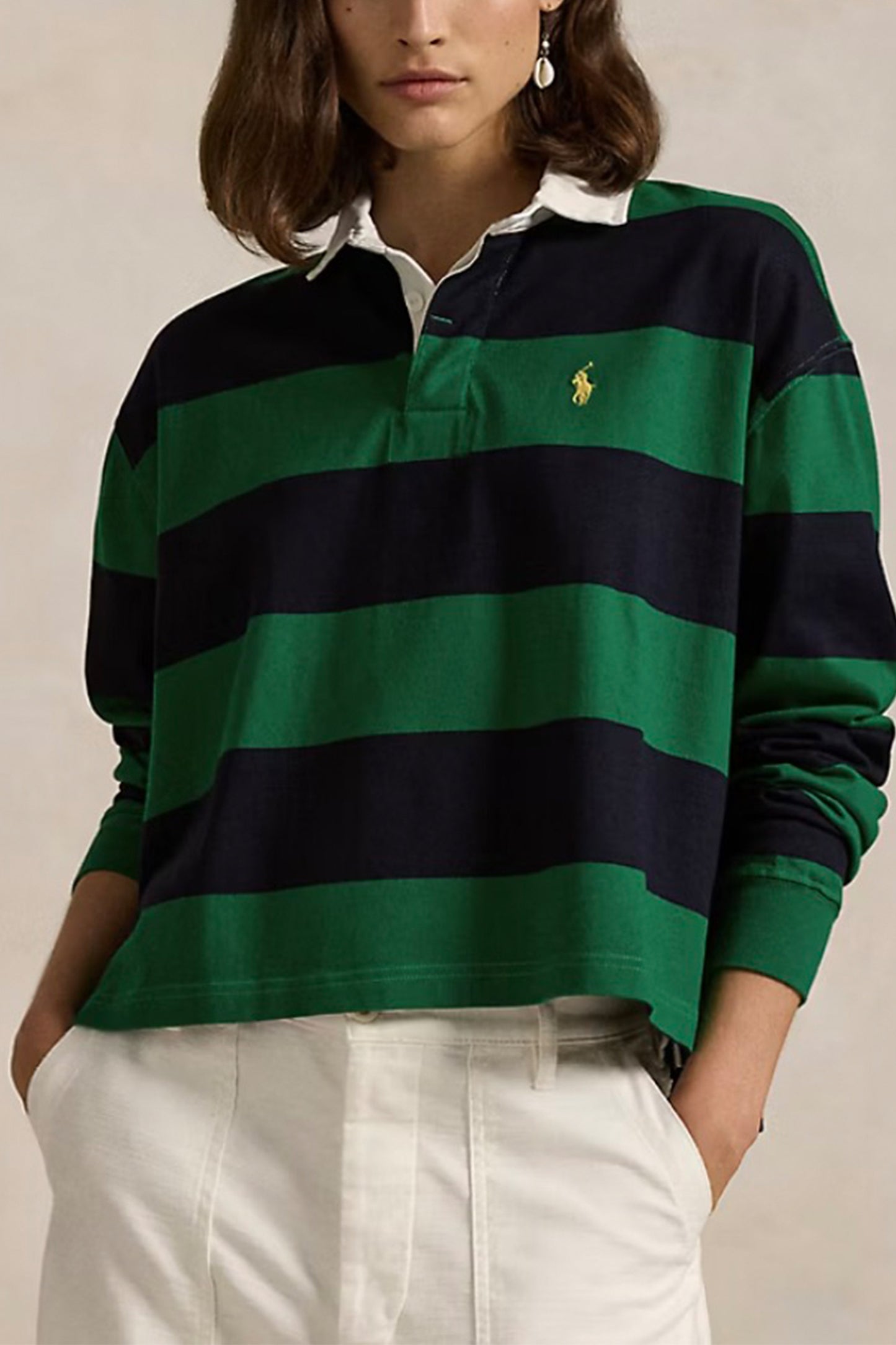 Striped Cropped Jersey Rugby Shirt