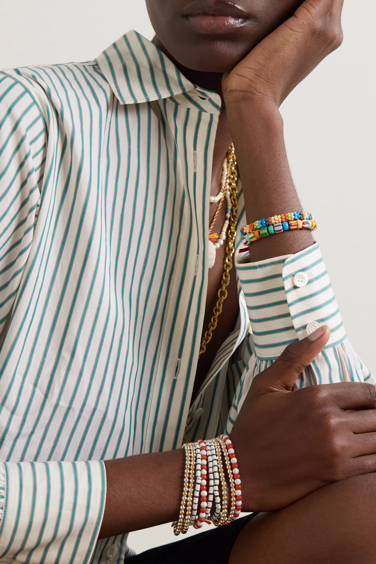 Colour Therapy Set of Eight Enamel and Gold-Tone Bracelets