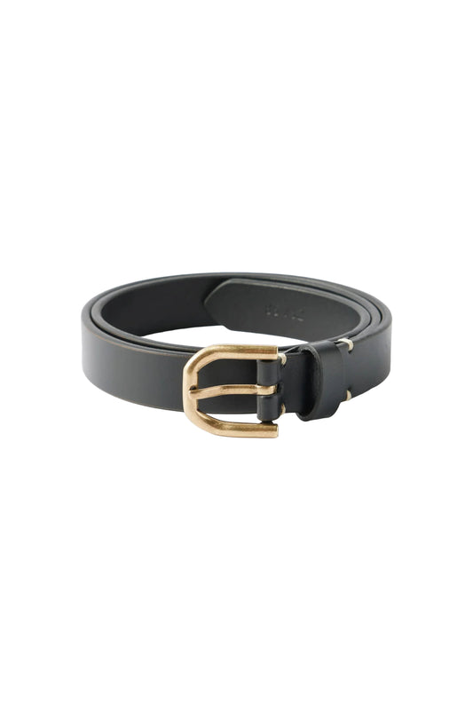 Black Slim Bridle-Leather Belt