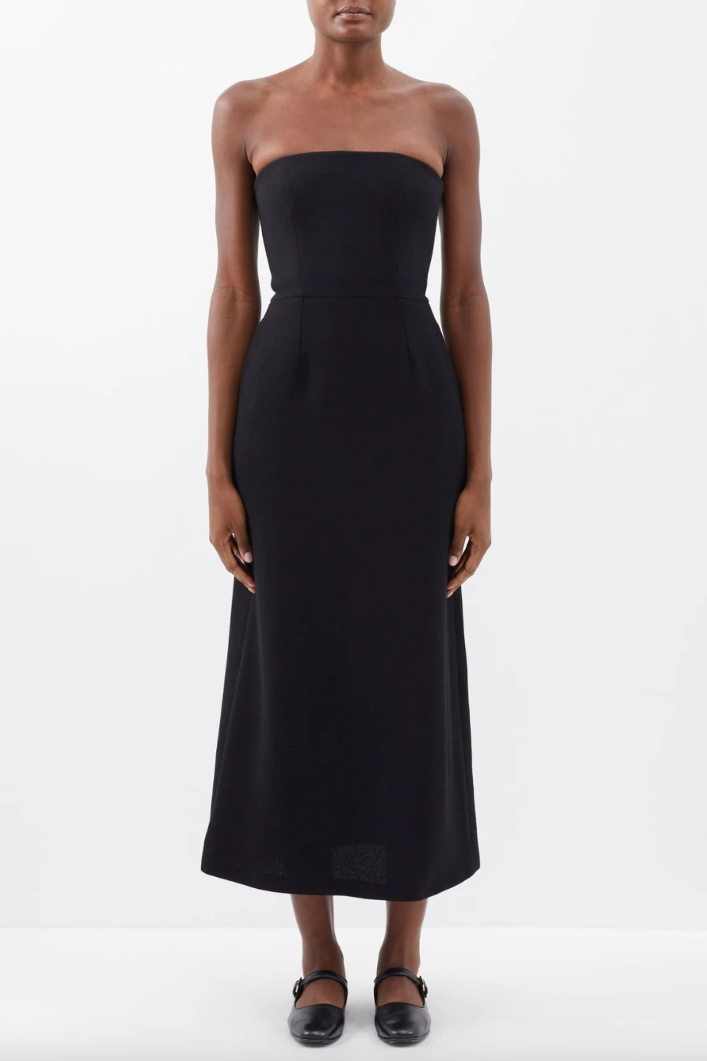 Organic-Wool Crepe Bandeau Midi Dress