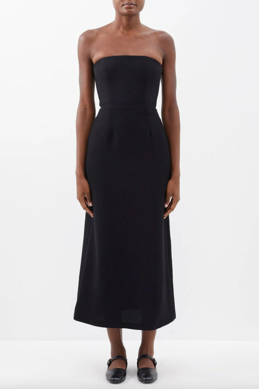 Organic-Wool Crepe Bandeau Midi Dress