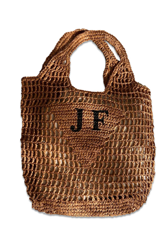 Personalised Woven Raffia Bag