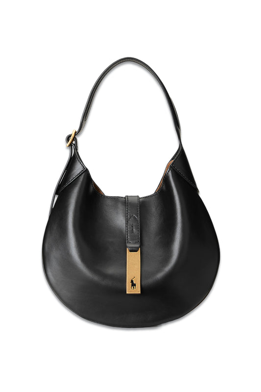 Black Polo ID Calfskin Small Shoulder Bag