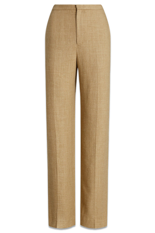 Straight-Leg Silk-Linen Tweed Trousers