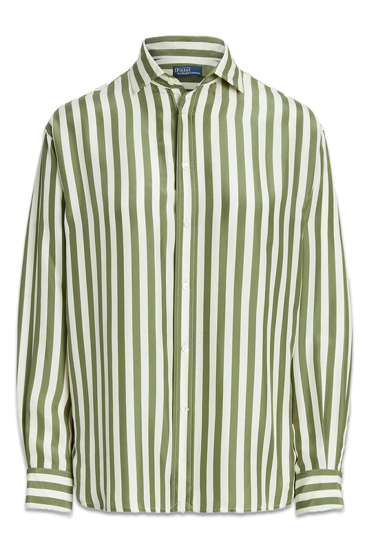 Relaxed Fit Striped Silk Shirt