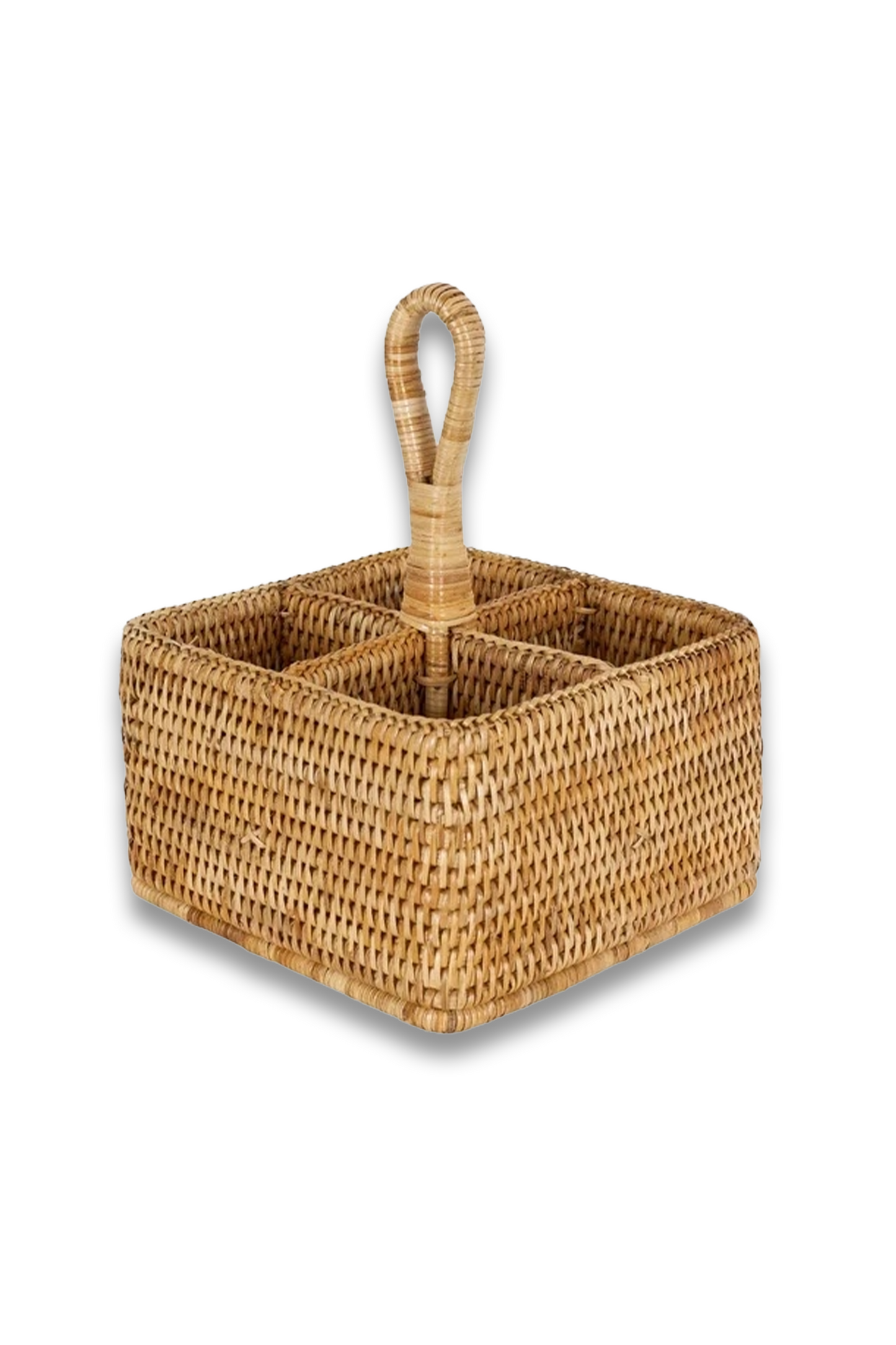 Rattan Cutlery and Condiment Carrier, Natural