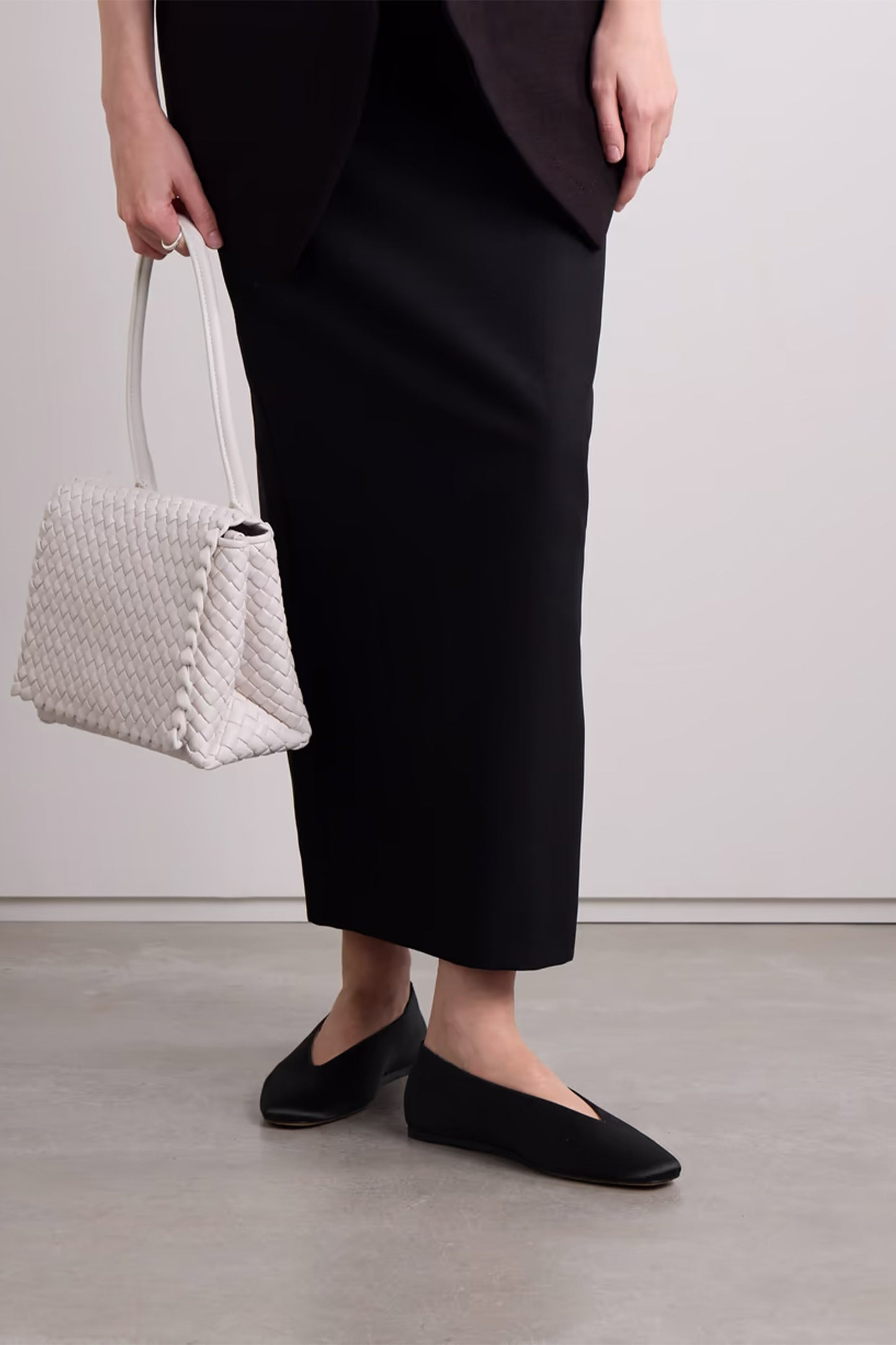Regency grosgrain-trimmed satin ballet flats