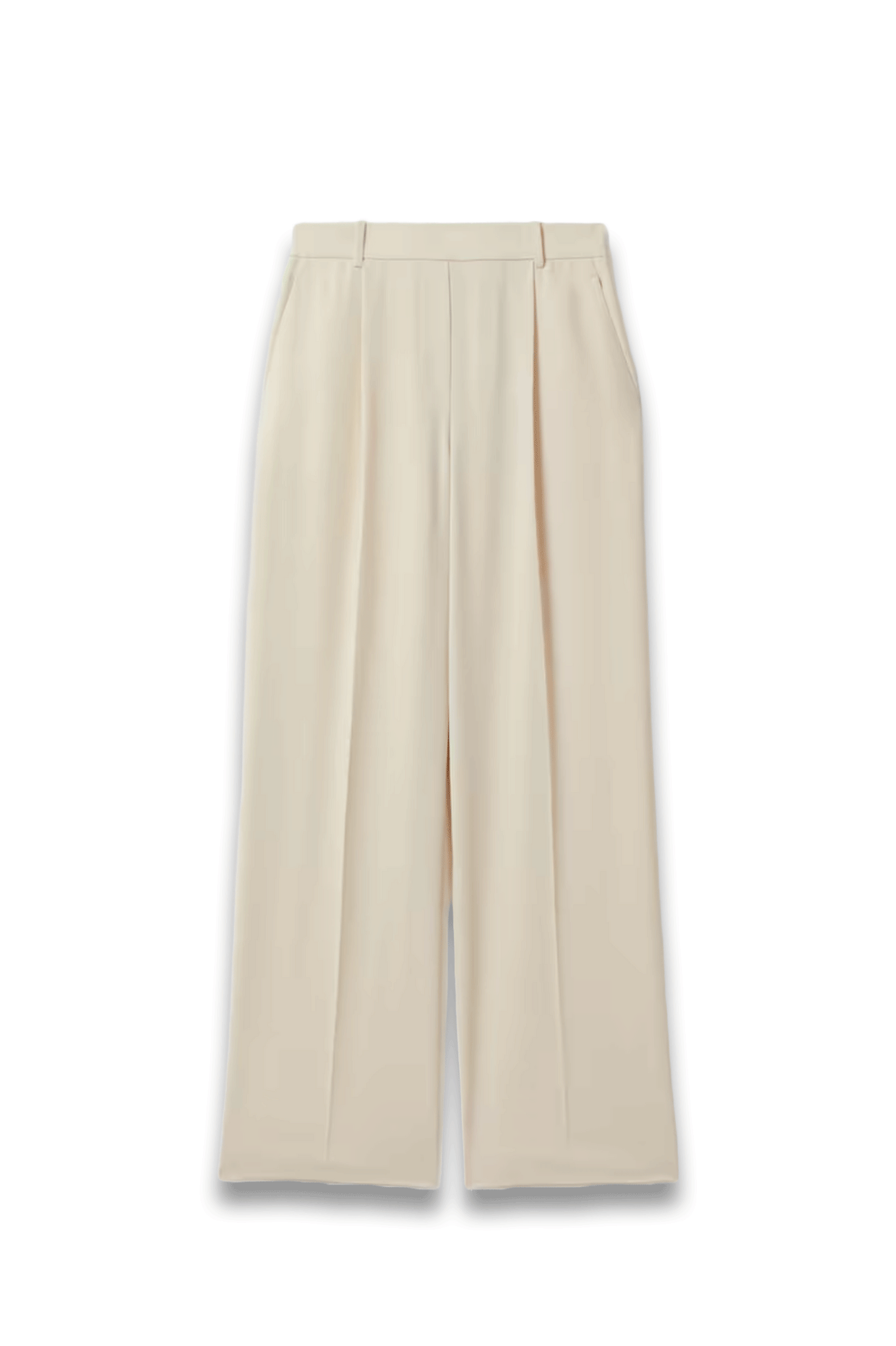 Eden Elasticated-Waist Wide-Leg Twill Trousers in Cream