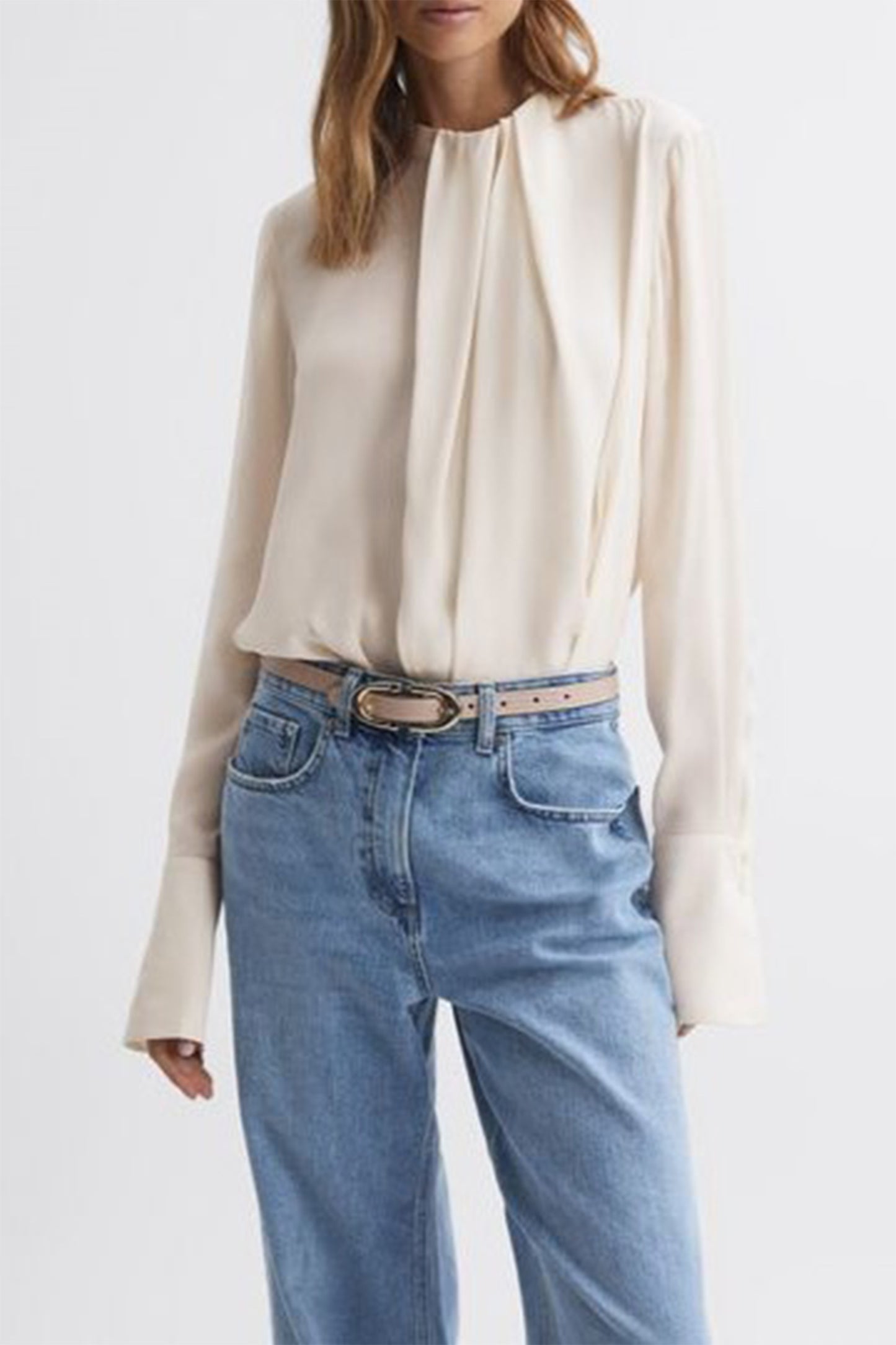 Paloma Pleat Front Long Sleeve Blouse