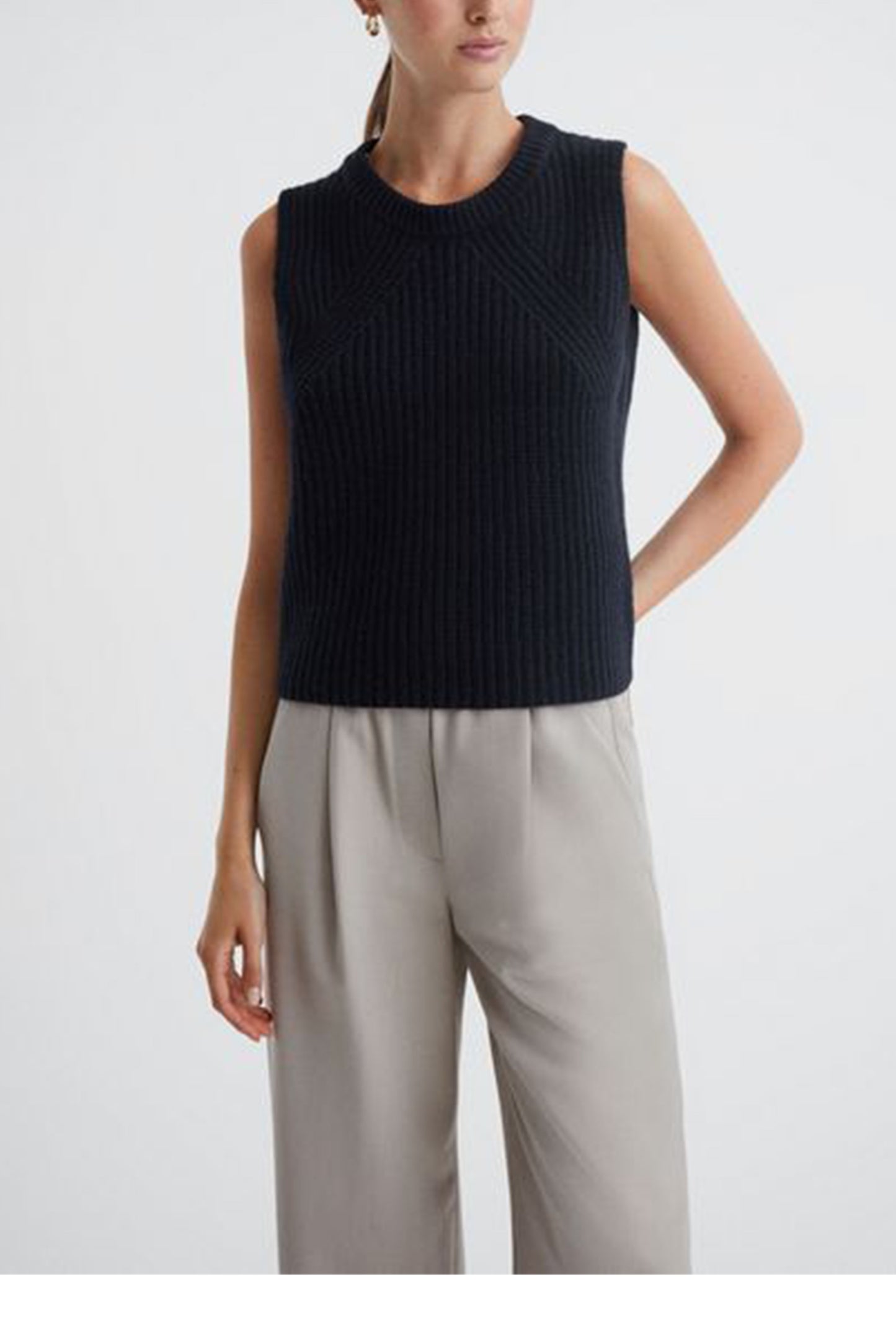 Kasha Wool-cashmere Sleeveless Removable Roll Neck Vest