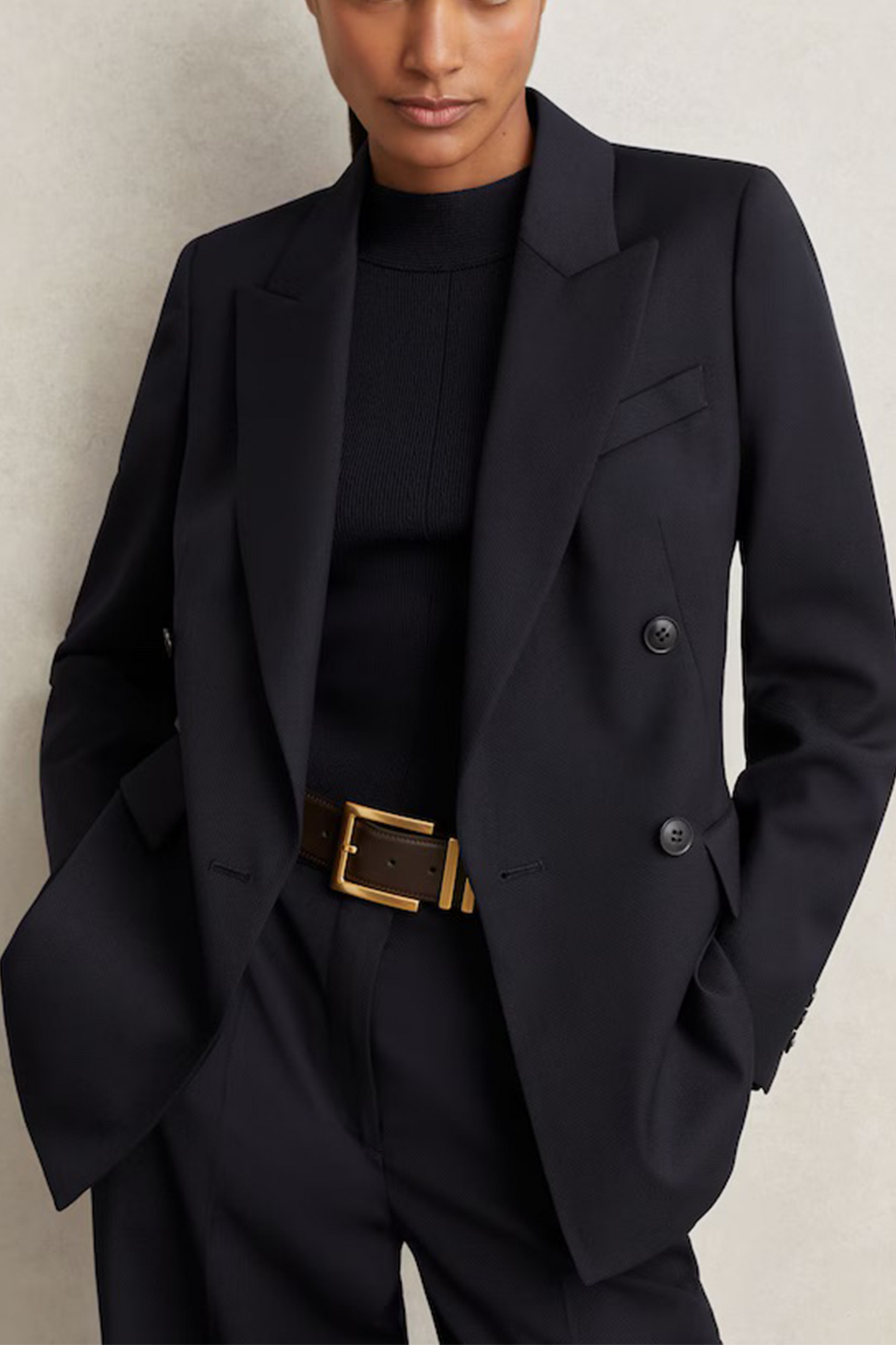 Haisley Wool Blend Double Breasted Suit Blazer