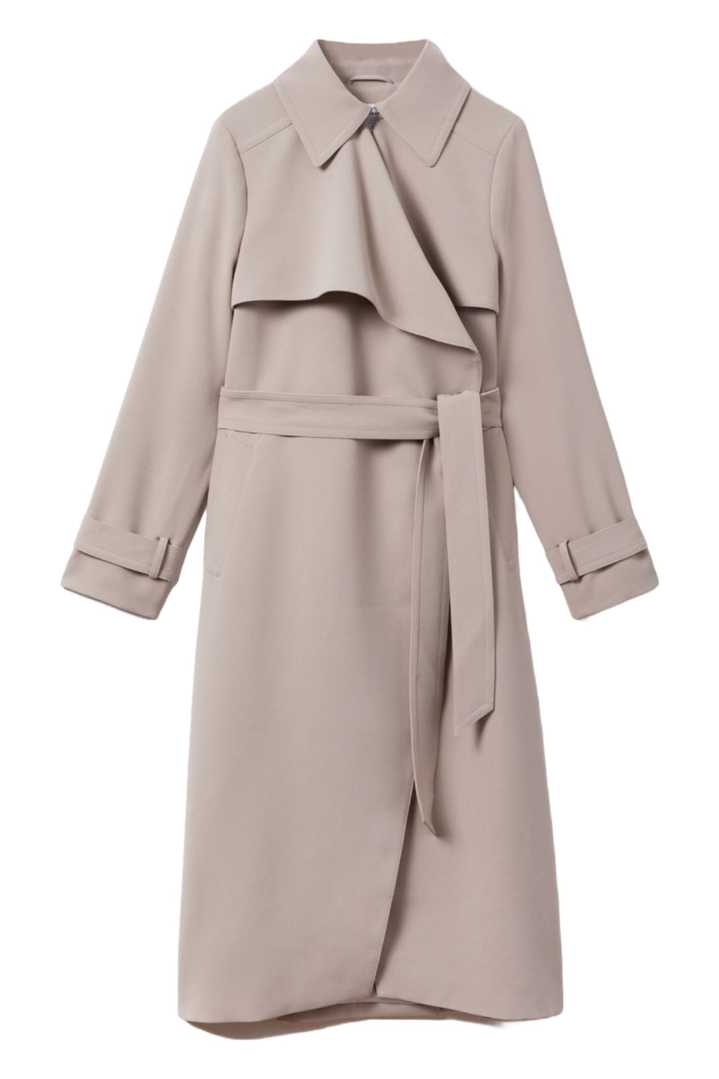 Mink Neutral Etta Double Breasted Belted Trench Coat