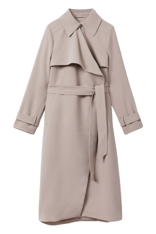 Mink Neutral Etta Double Breasted Belted Trench Coat