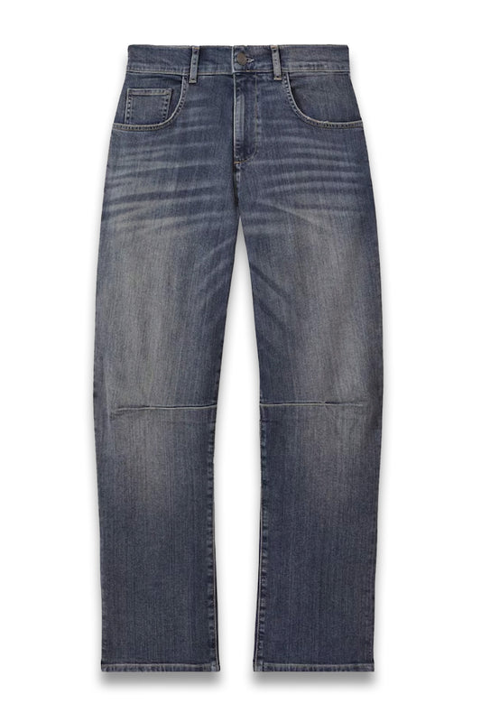 Washed Barrel Leg Jeans in Mid Blue